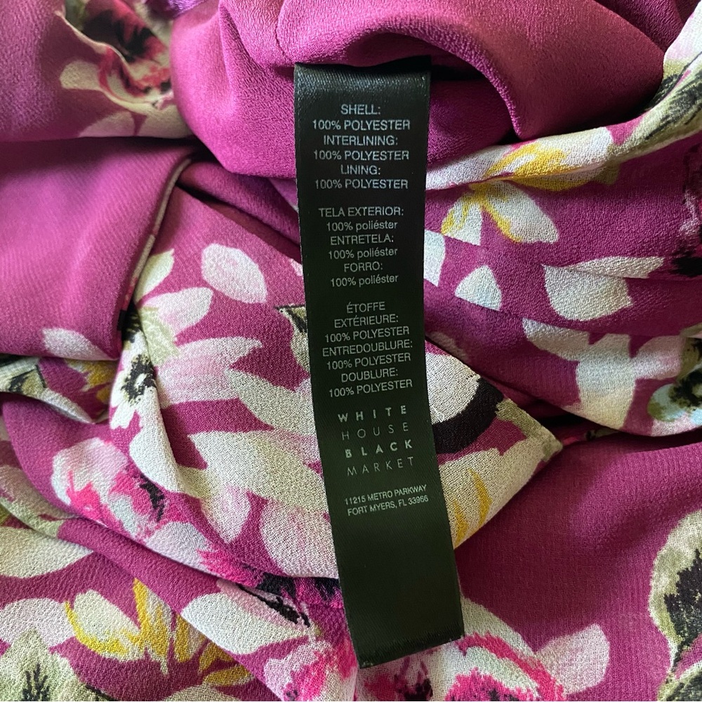 WHBM Purple Floral Choker Neck Bow Chiffon Shift Dress Sz 6 Whimsygoth Coquette - Picture 6 of 14